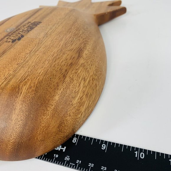 Monkey Pod Hand Craved Wooden Pineapple Shaped Tiki Serving Tray 2 Section - Picture 9 of 11